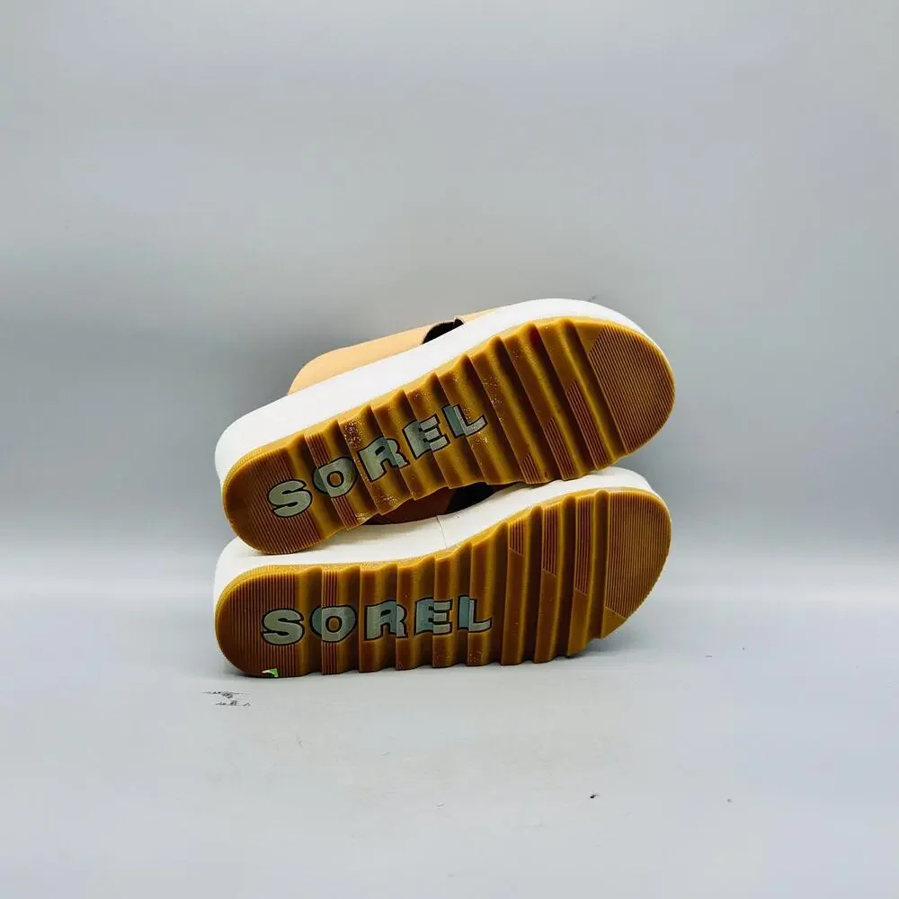 Sorel Sandals Womens 6 Beige Leather Cameron Flatform Mule Wedge Slip On Shoes - Picture 8 of 10